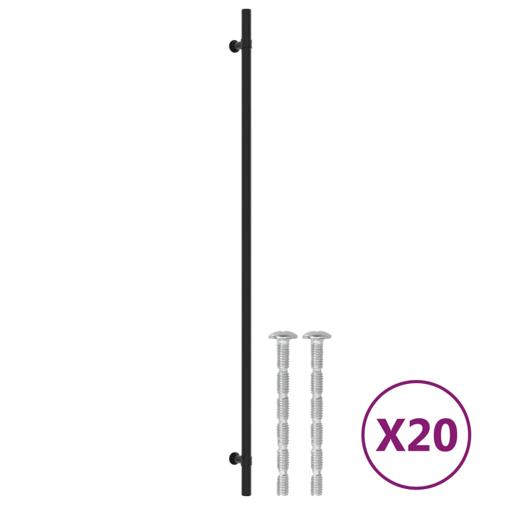 vidaXL Maniglie per Mobili 20 pz Nere 480 mm in Acciaio Inox