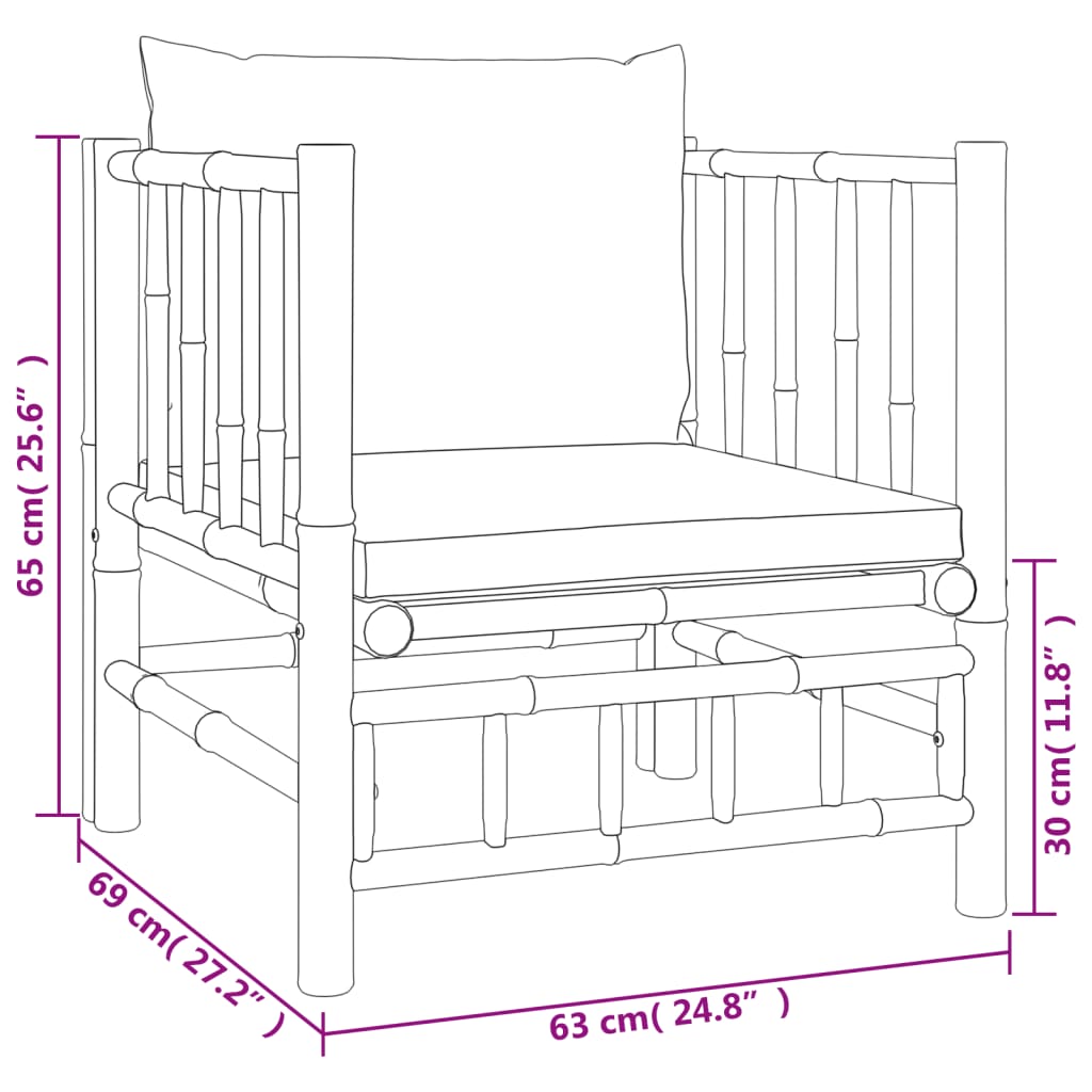 vidaXL Set Salotto da Giardino 7pz con Cuscini Grigio Scuro Bambù