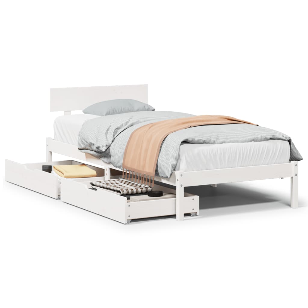 vidaXL Letto senza Materasso Bianco 90x200 cm Legno Massello di Pino