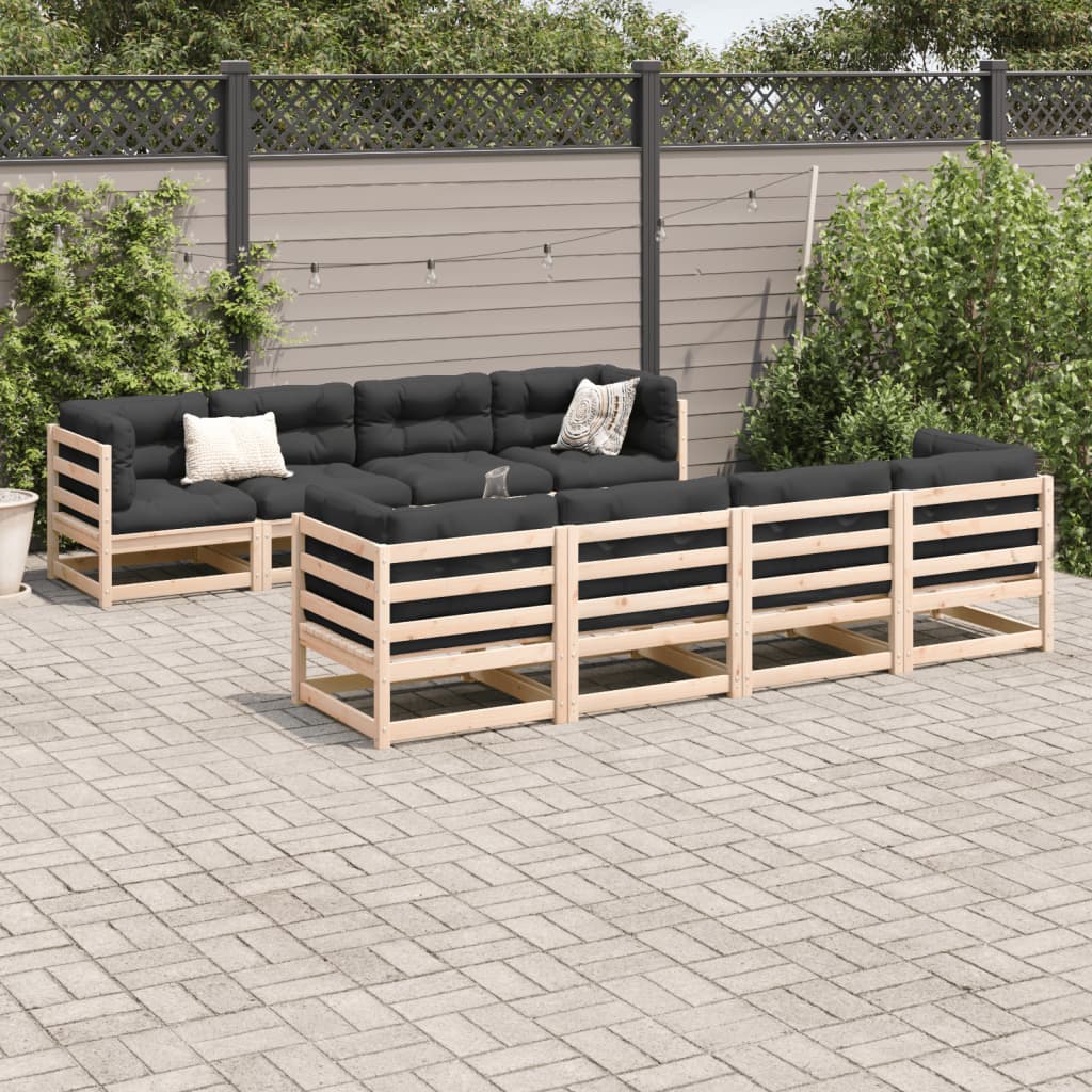 vidaXL Set Divani da Giardino 9 pz con Cuscini Legno Massello di Pino