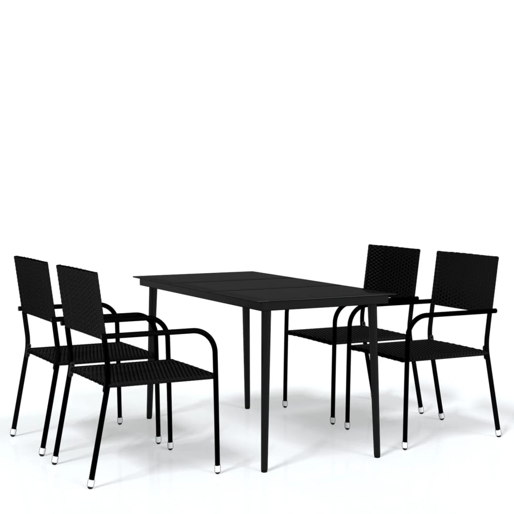 vidaXL Set Mobili da Pranzo da Giardino 5 pz Nero