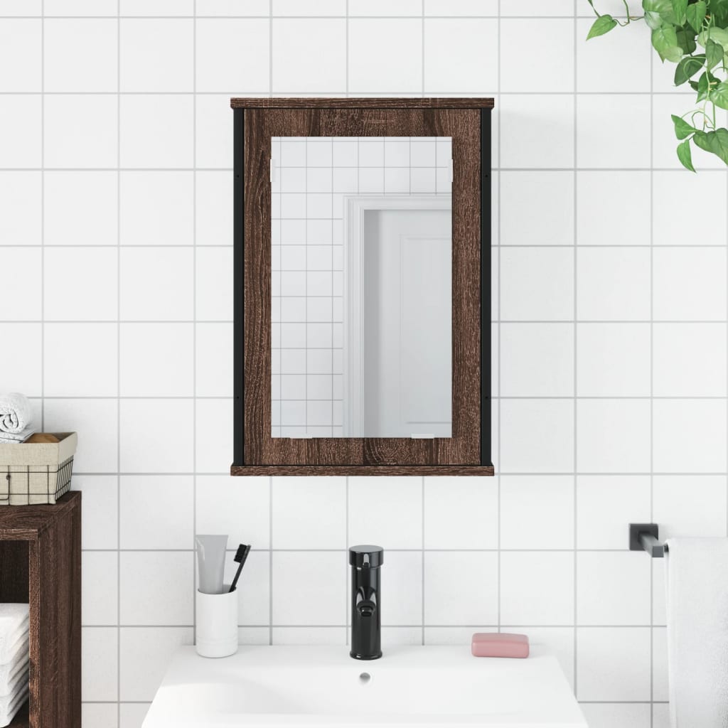 vidaXL Mobile Bagno Specchio Rovere Marrone 42x12x60 Legno Multistrato