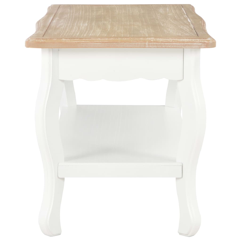 vidaXL Tavolino da Salotto Bianco e Marrone 87,5x42x44cm Massello Pino