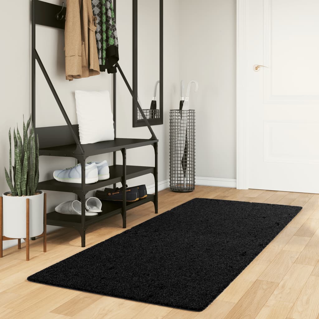 vidaXL Tappeto Shaggy PAMPLONA a Pelo Lungo Moderno Nero 80x200 cm