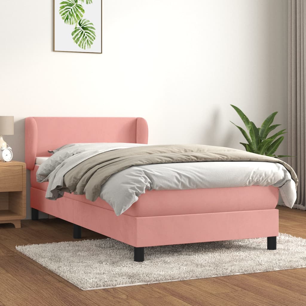 vidaXL Giroletto a Molle con Materasso Rosa 90x190 cm in Velluto