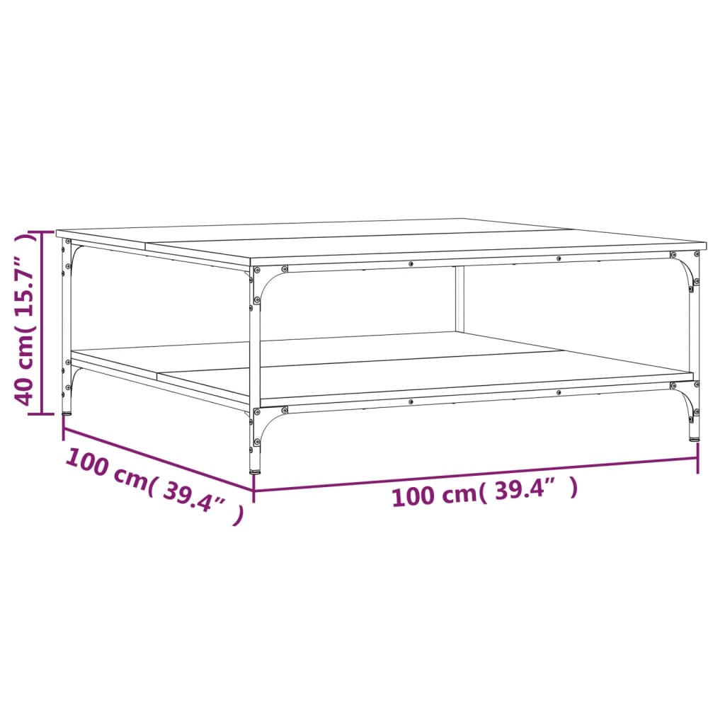 vidaXL Tavolino da Salotto Nero 100x100x40 cm in Legno Multistrato