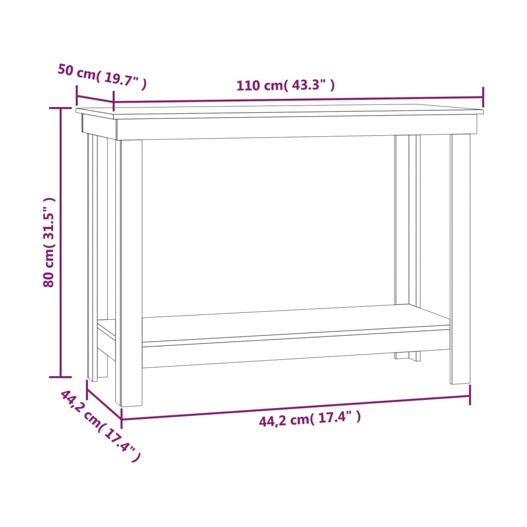 vidaXL Banco da Lavoro Ambra 110x50x80 cm in Legno Massello di Pino