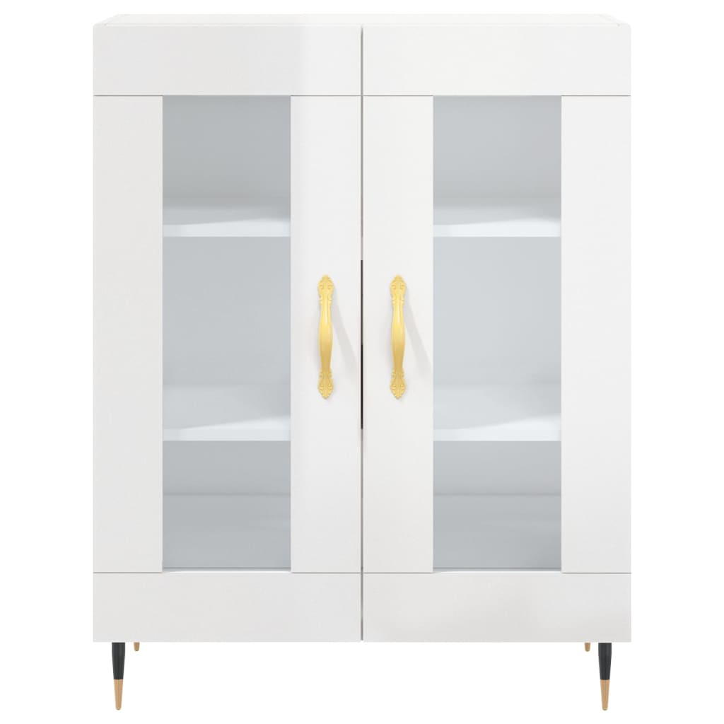 vidaXL Credenza Bianco Lucido 69,5x34x180 cm in Legno Multistrato