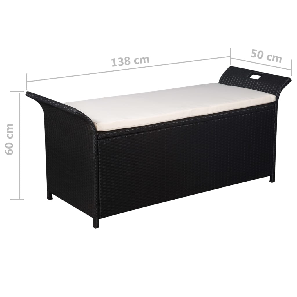 vidaXL Cassapanca con Cuscino 138 cm in Polyrattan Nero