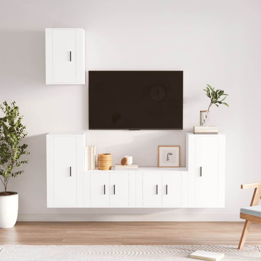 vidaXL Set di Mobili Porta TV 5 pz Bianco in Legno Multistrato