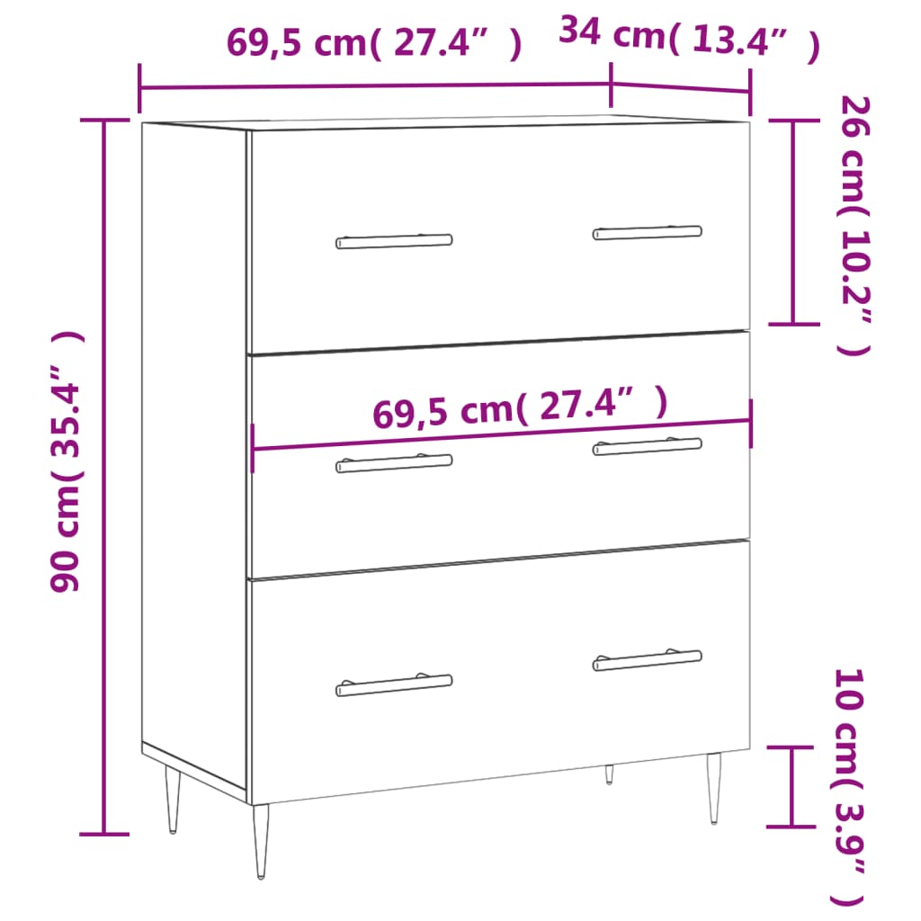 vidaXL Credenza Rovere Sonoma 69,5x34x90 cm in Legno Multistrato