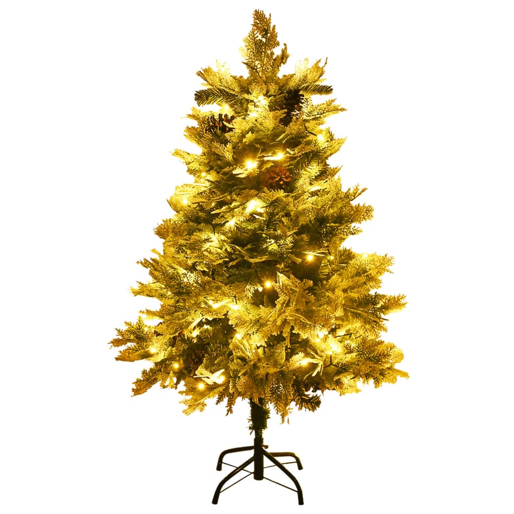 vidaXL Albero di Natale Preilluminato con Pigne Verde 120 cm PVC e PE