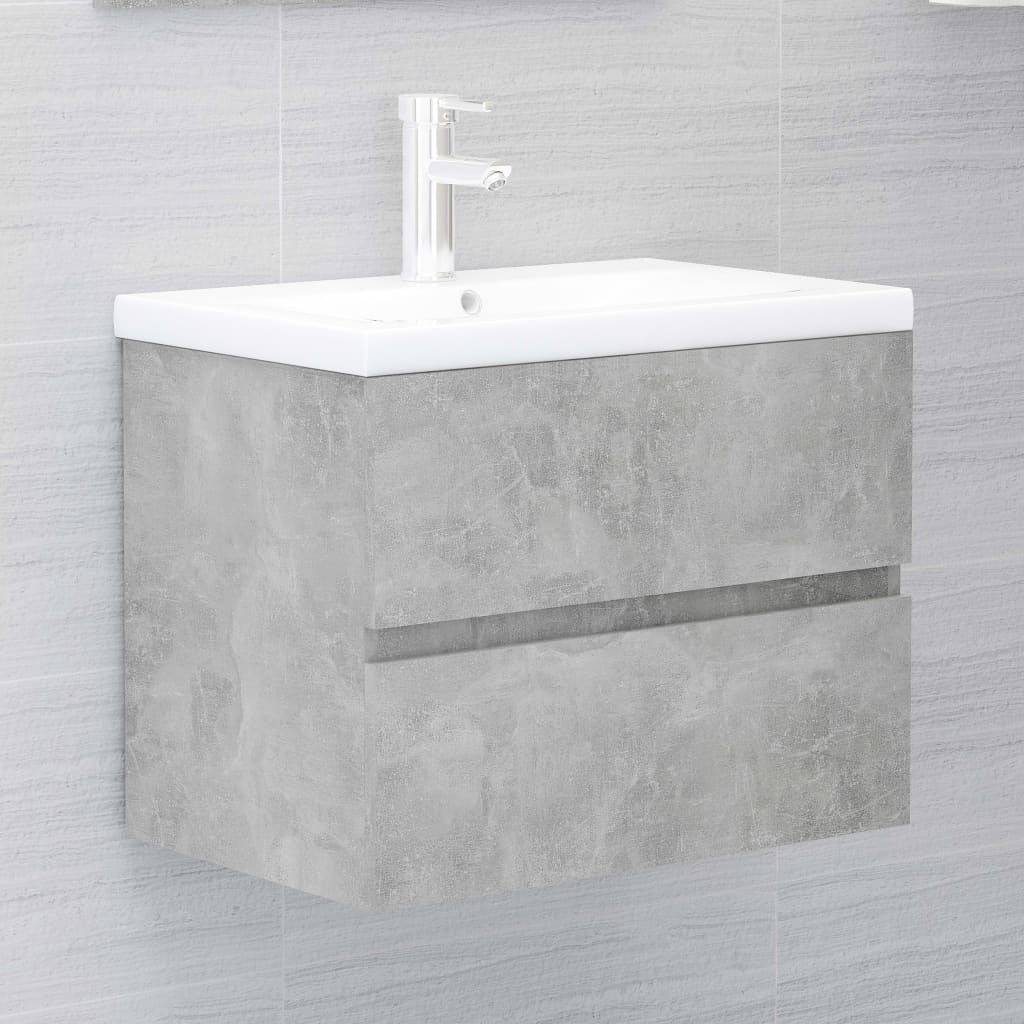 vidaXL Set Mobili da Bagno Grigio Cemento in Legno Multistrato