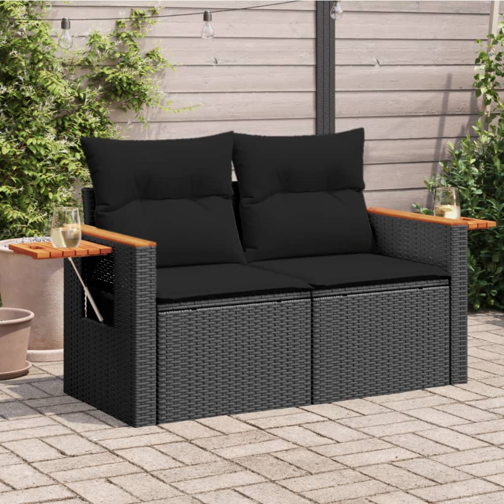 vidaXL Divano da Giardino con Cuscini a 2 Posti Beige in Polyrattan