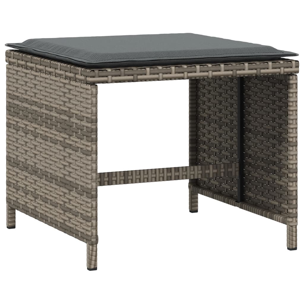 vidaXL Sgabelli Giardino con Cuscini 4 pz Grigi 40x40x35 cm Polyrattan