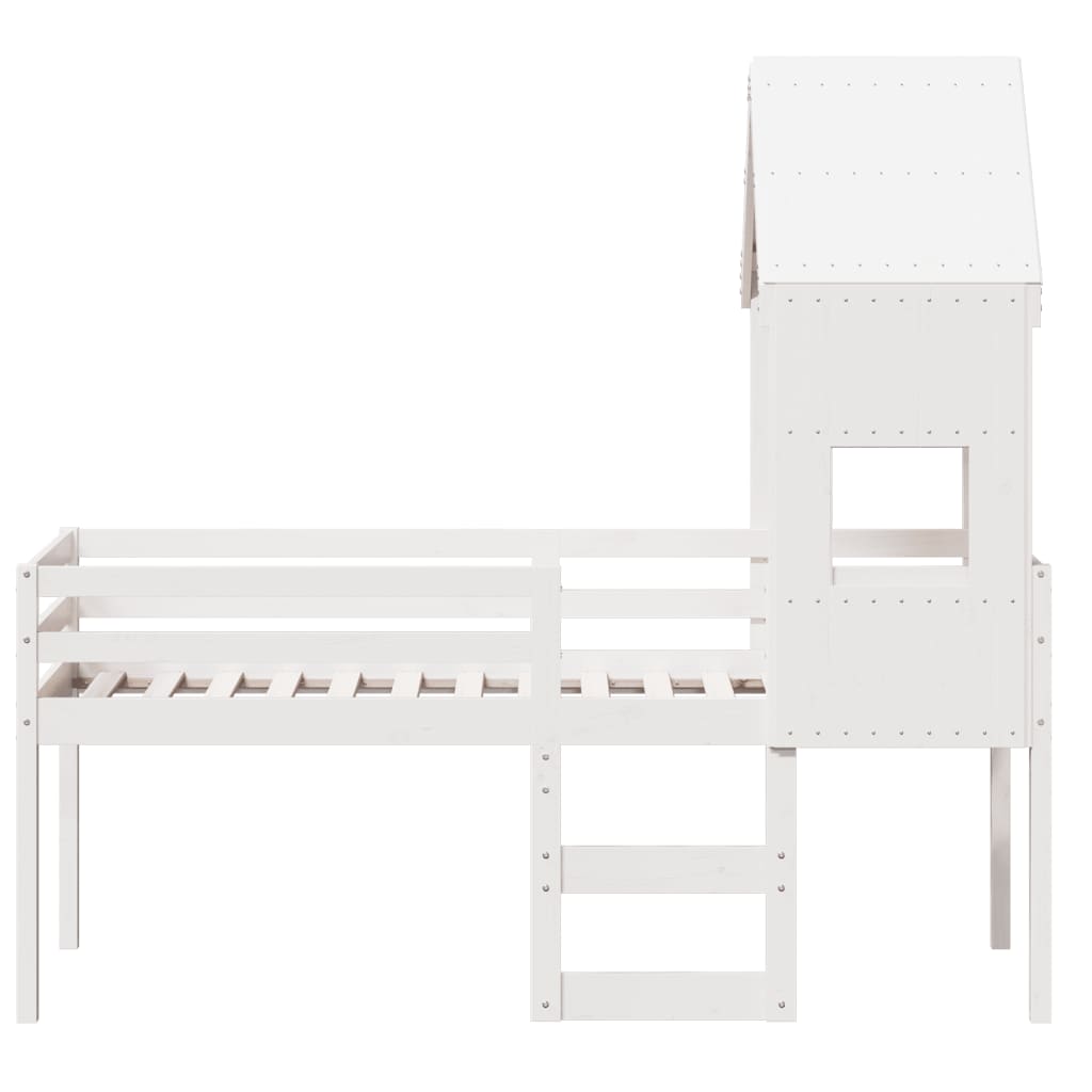 vidaXL Letto a Soppalco con Tetto Bianco 75x190 cm in Legno di Pino