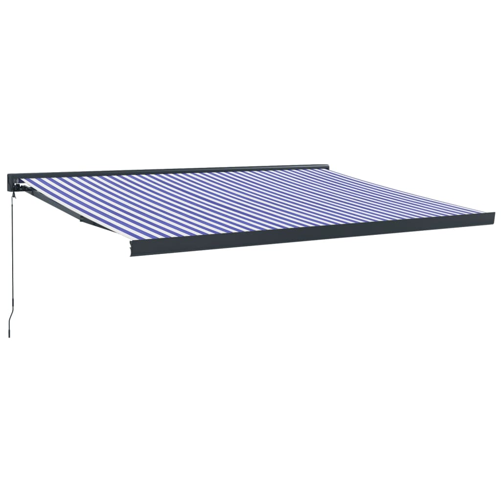 vidaXL Tenda Sole Retrattile Blu e Bianca 4,5x3 m Tessuto e Alluminio