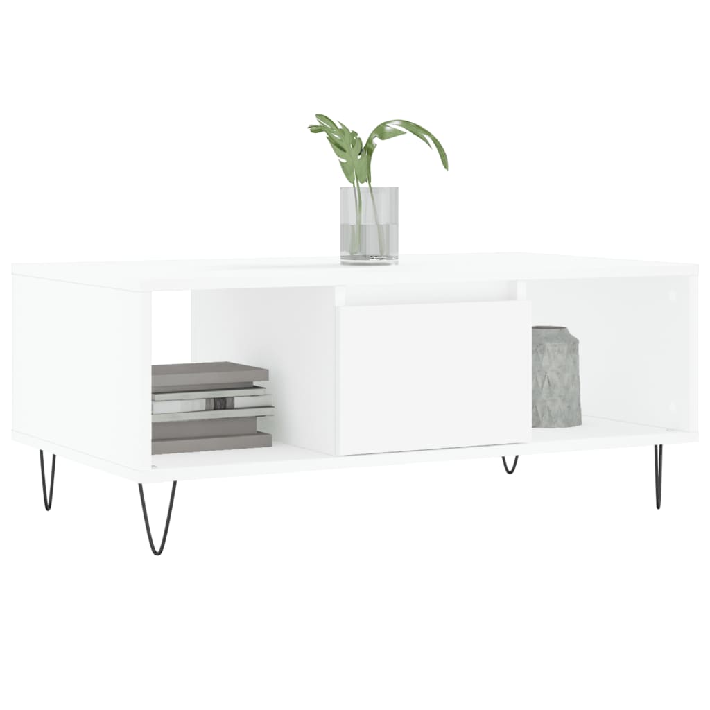 vidaXL Tavolino da Salotto Bianco 90x50x36,5 cm in Legno Multistrato