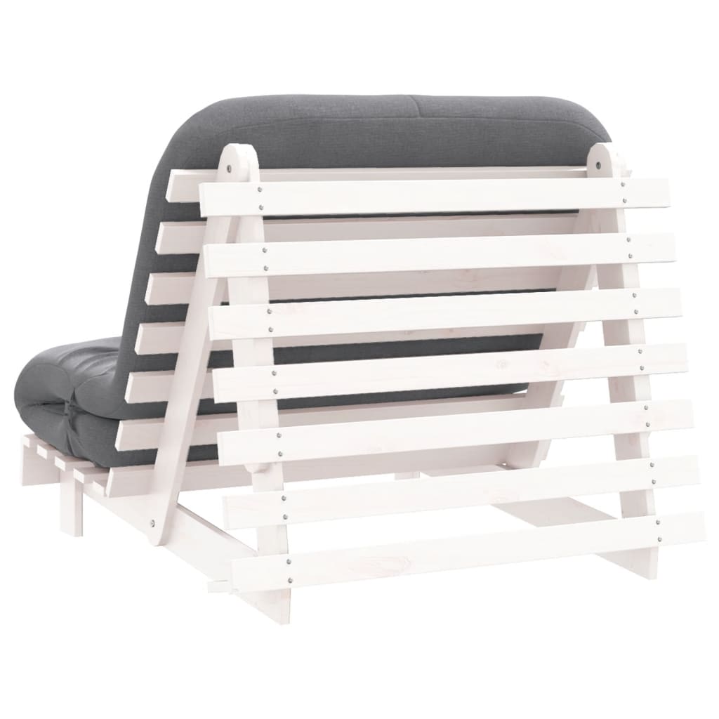 vidaXL Divano Letto Futon con Materasso Bianco 100x206x11cm Legno Pino