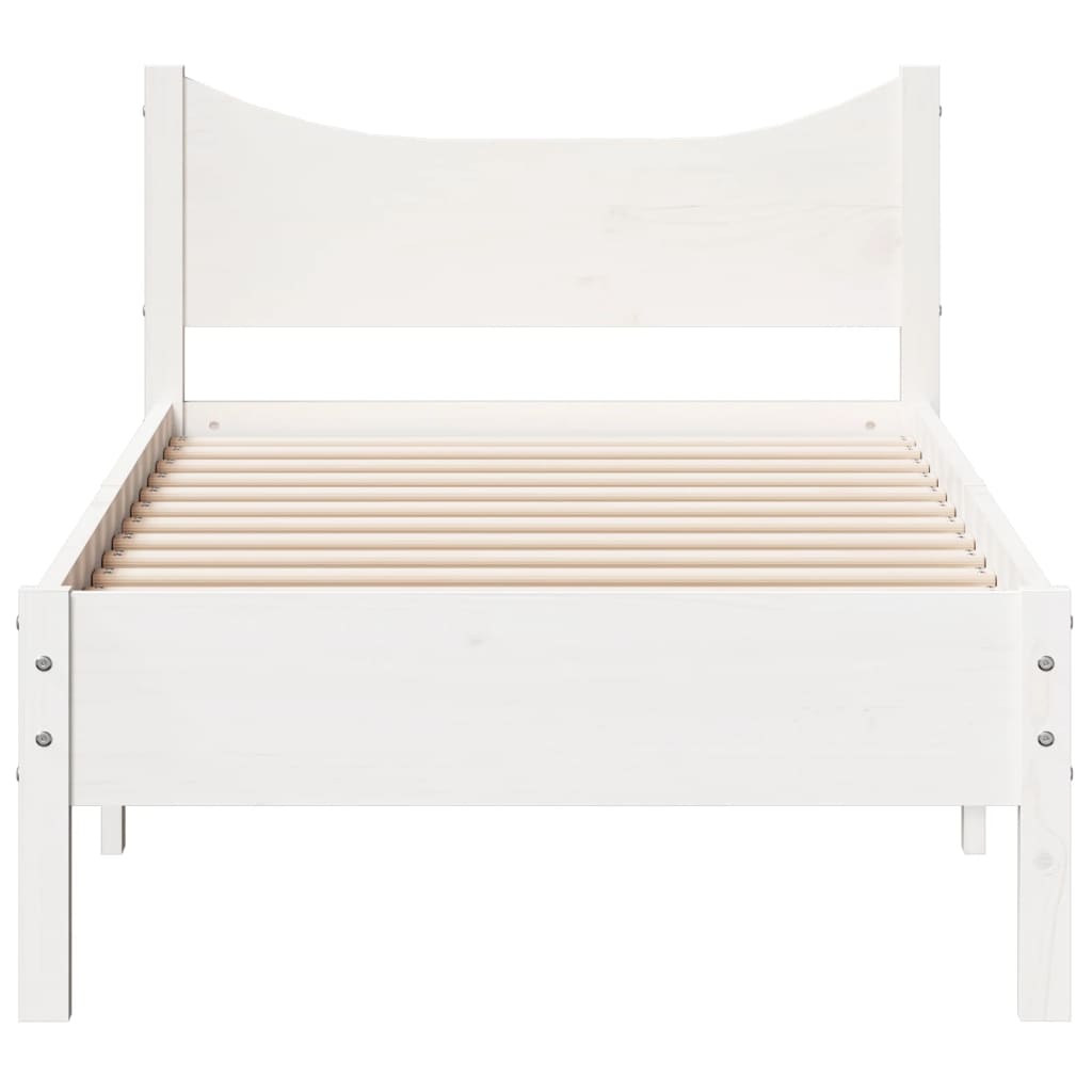 vidaXL Letto senza Materasso Bianco 75x190 in Legno Massello di Pino