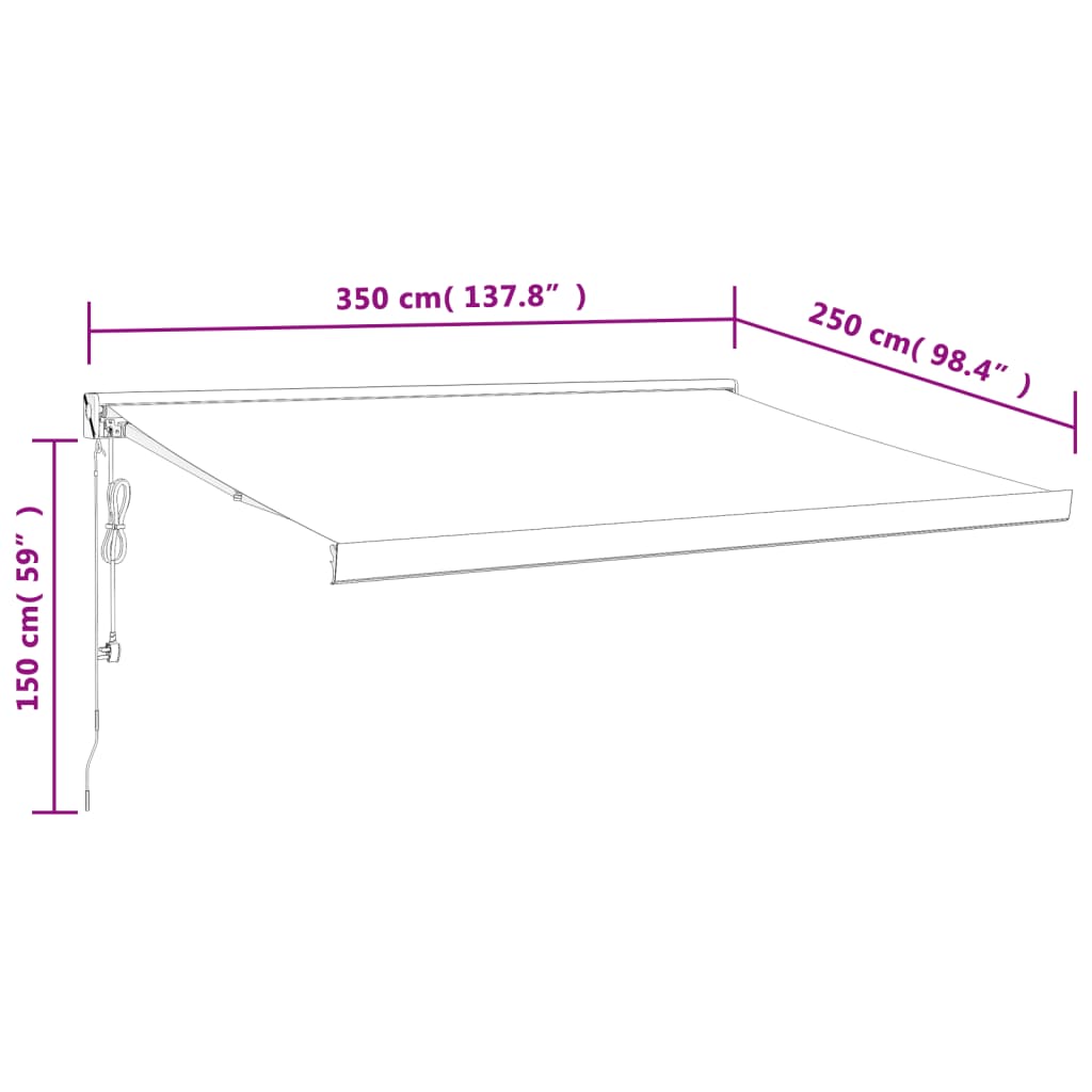 vidaXL Tenda da Sole Retrattile Antracite 3,5x2,5m Tessuto e Alluminio