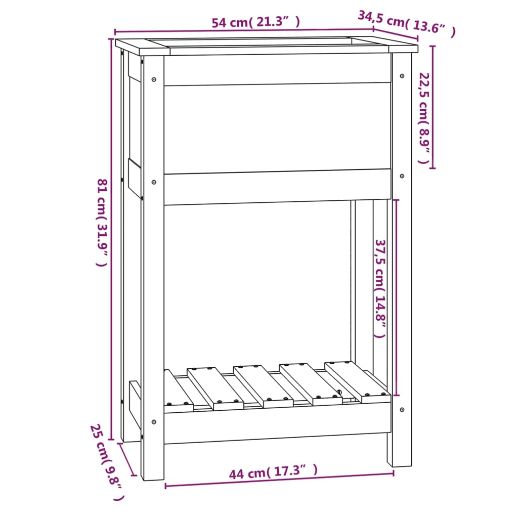 vidaXL Fioriera con Mensola 54x34,5x81 cm in Legno Massello di Pino