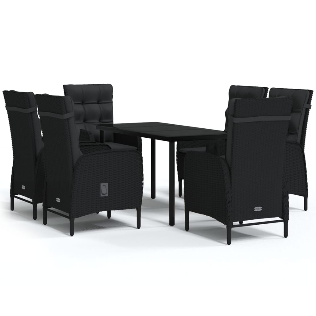 vidaXL Set da Pranzo da Giardino 7 pz con Cuscini Nero