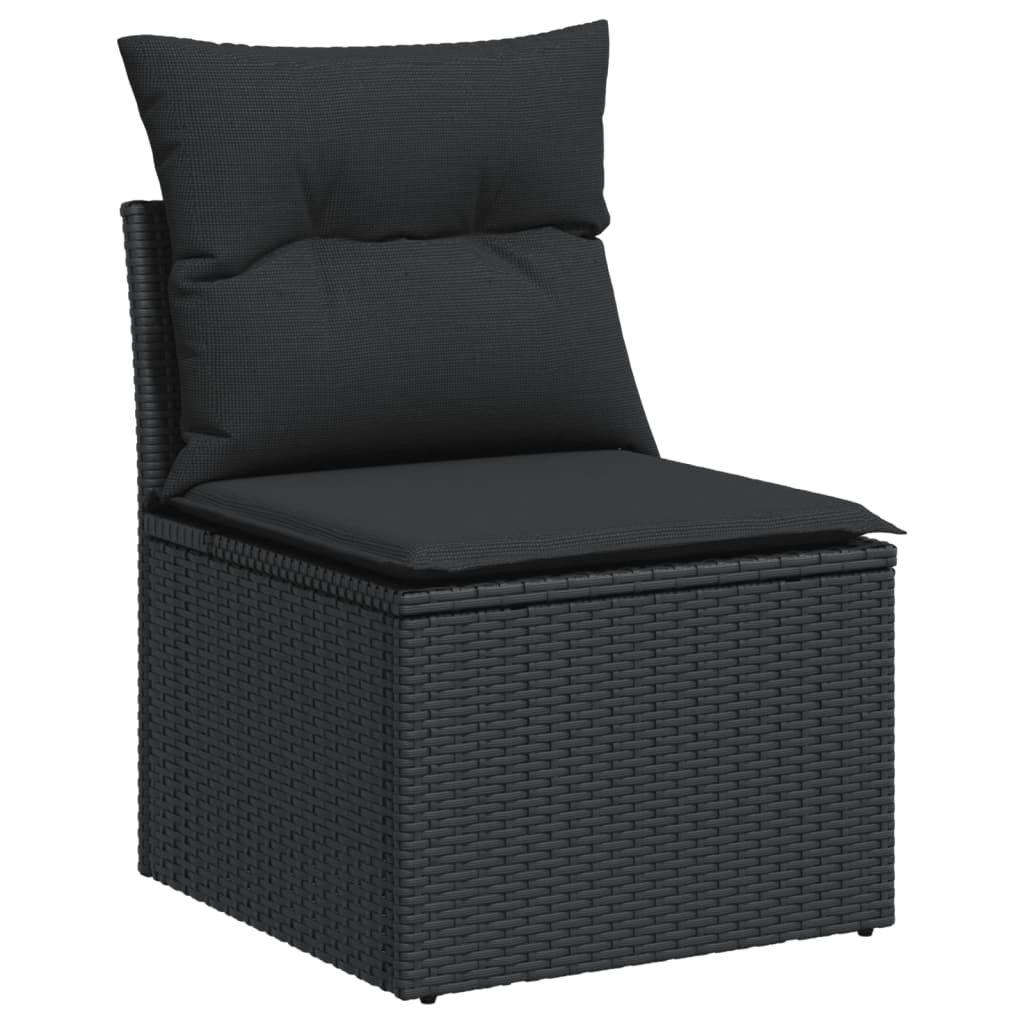 vidaXL Set Divani da Giardino 4 pz con Cuscini Nero in Polyrattan