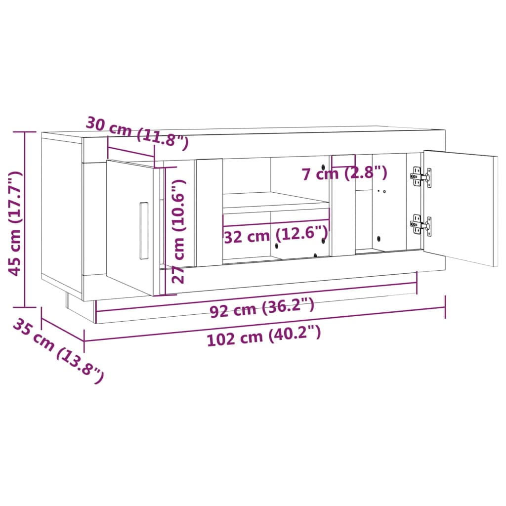 vidaXL Mobile Porta TV Grigio Cemento 102x35x45cm in Legno Multistrato