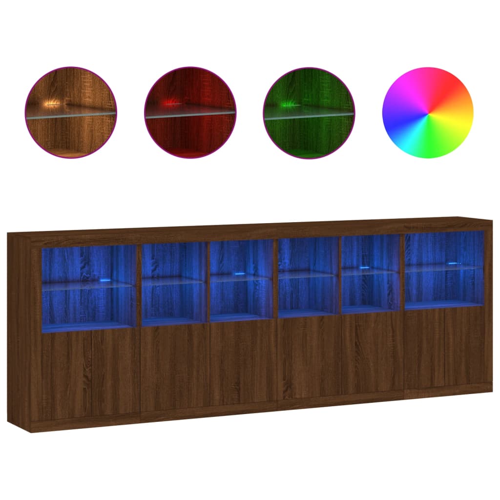 vidaXL Credenza con Luci LED Rovere Marrone 283x37x100 cm