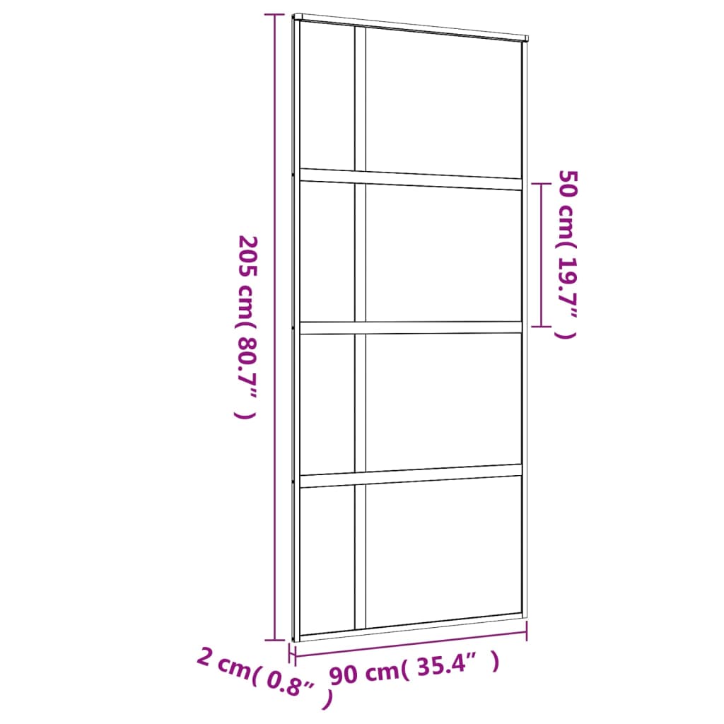 vidaXL Porta Scorrevole Dorata 90x205 Vetro Trasparente ESG Alluminio