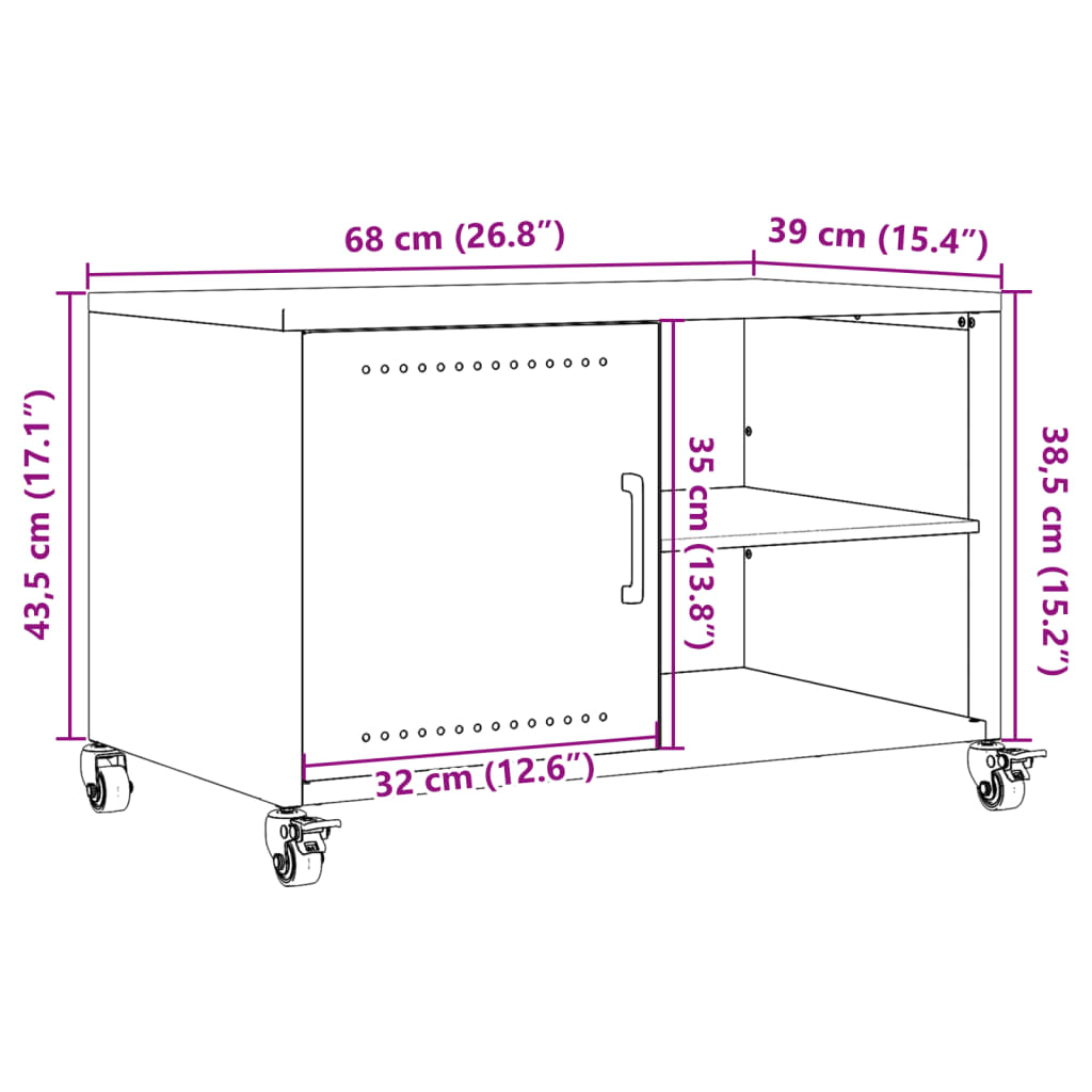 vidaXL Mobile TV Rosa 68x39x43,5 cm in Acciaio