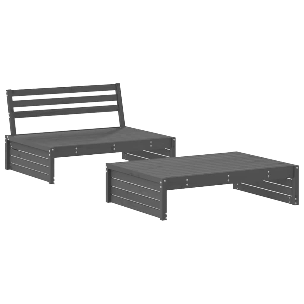 vidaXL Set Salotto da Giardino 2 pz Grigio in Legno Massello di Pino