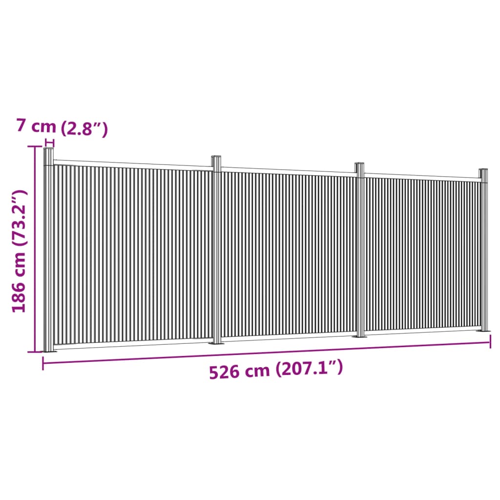 vidaXL Pannello di Recinzione Grigio 526x186 cm in WPC