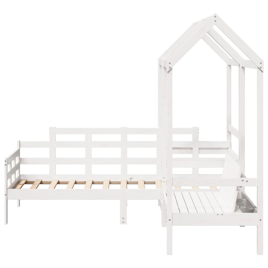 vidaXL Set Dormeuse e Panca con Tetto Bianco 90x190cm Massello Pino