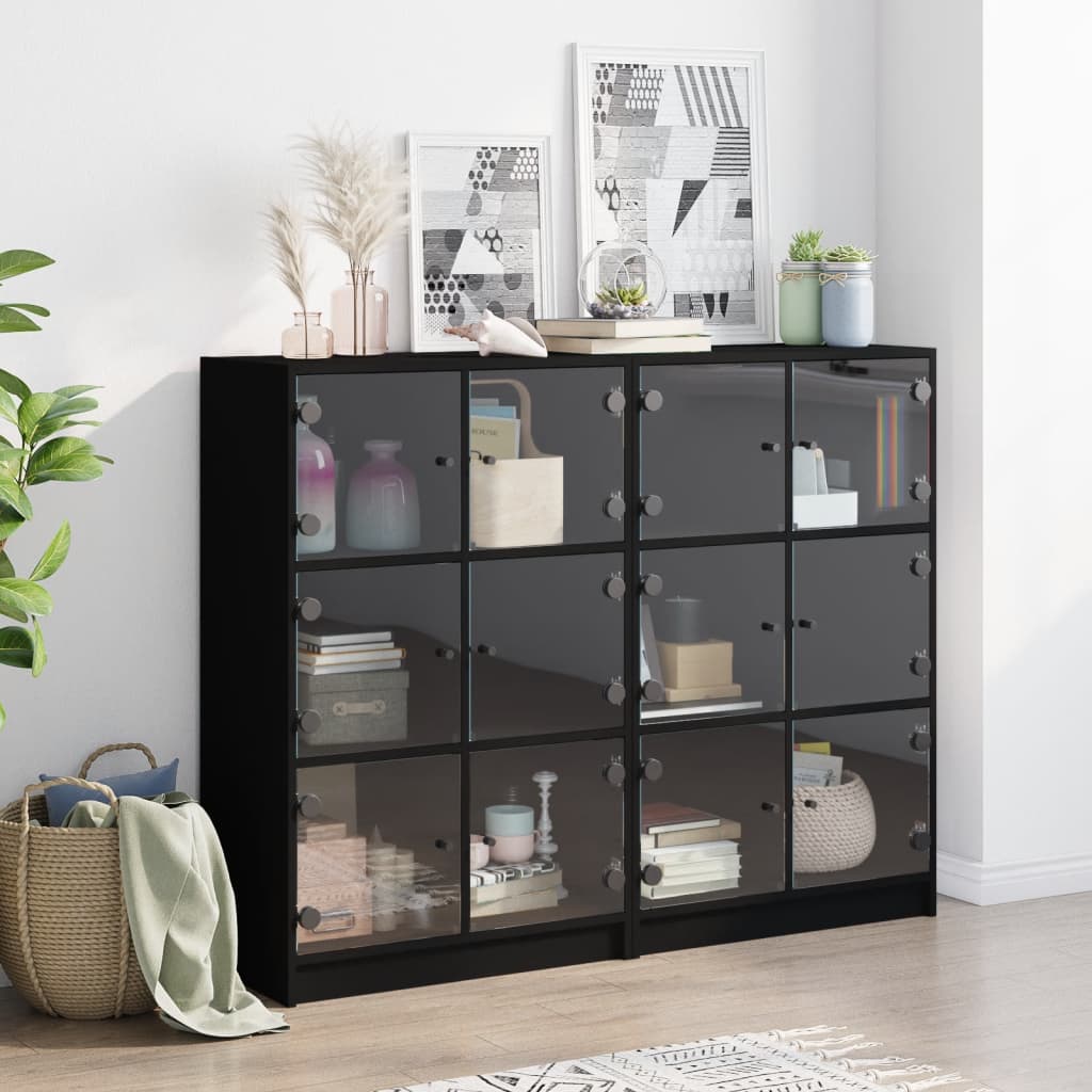 vidaXL Libreria con Ante Nera 136x37x109 cm in Legno Multistrato