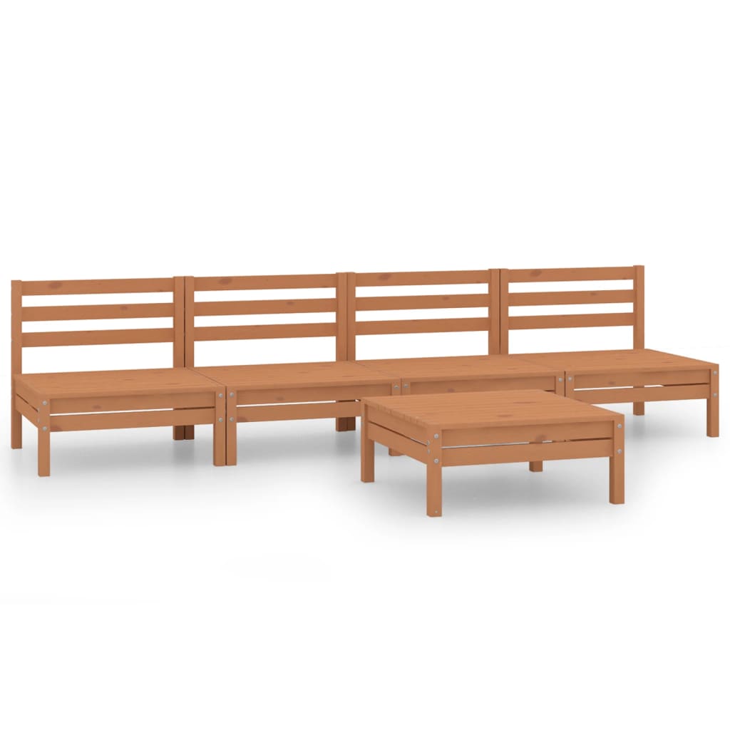 vidaXL Set Salotto da Giardino 5pz Marrone Ambra Legno Massello Pino