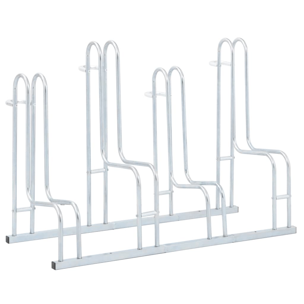 vidaXL Supporto per 4 Bici da Pavimento Autoportante Acciaio Zincato
