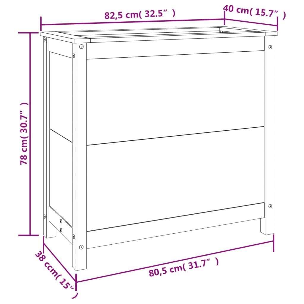 vidaXL Fioriera da Giardino 82,5x40x78 cm in Legno Massello di Pino