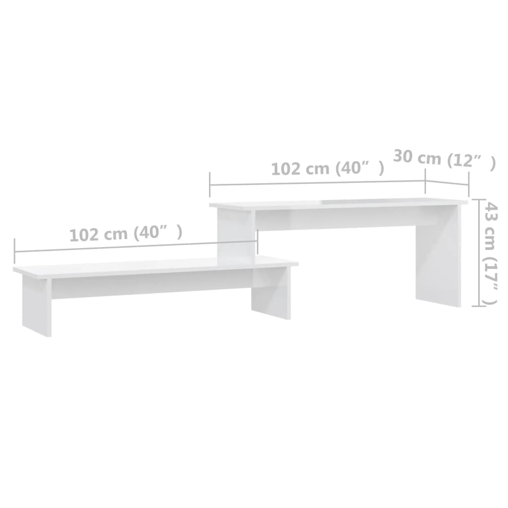 vidaXL Mobile Porta TV Bianco Lucido 180x30x43 cm in Legno Multistrato