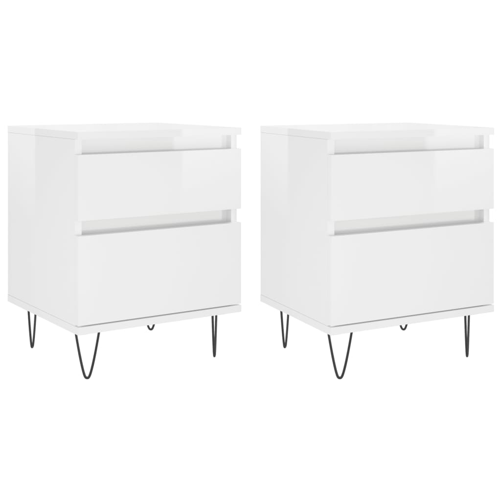 vidaXL Comodini 2pz Bianco Lucido 40x35x50 cm in Legno Multistrato