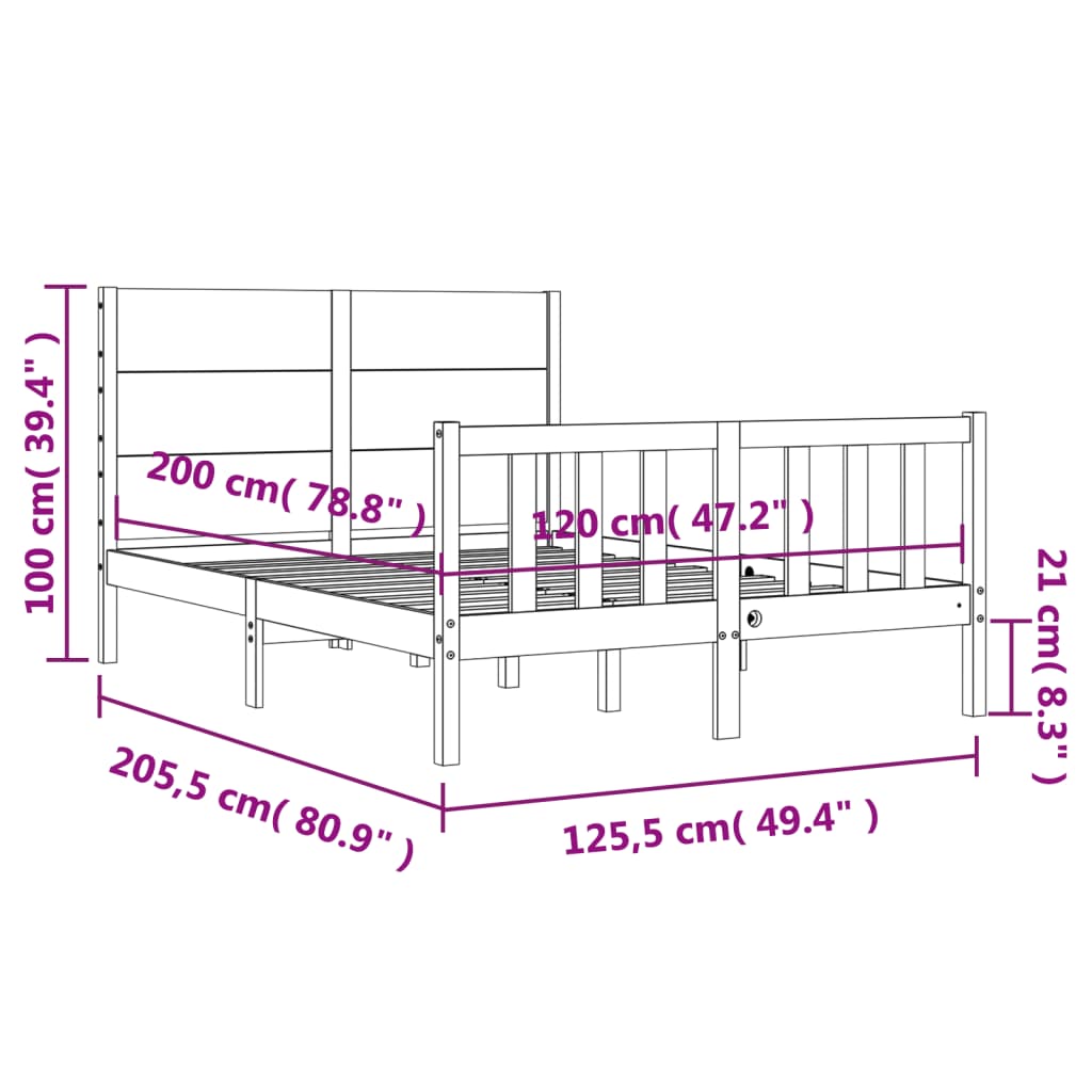 vidaXL Giroletto senza Materasso 120x200 cm in Legno Massello di Pino