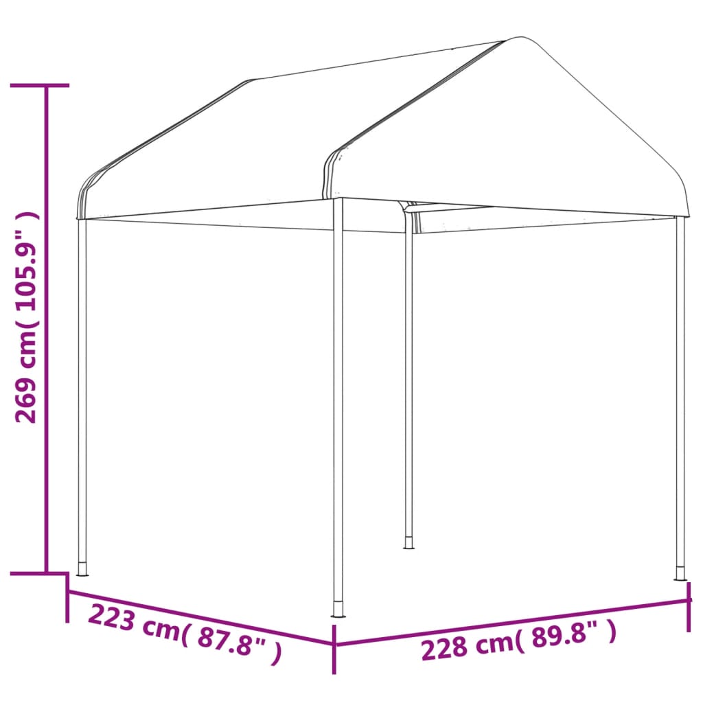 vidaXL Gazebo con Tetto Bianco 17,84x2,28x2,69 m in Polietilene