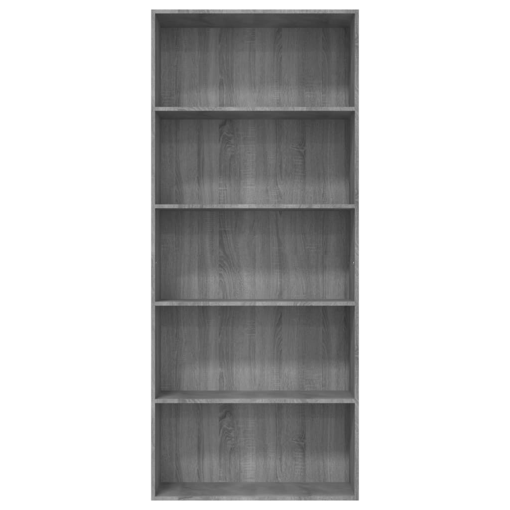 vidaXL Libreria 5 Ripiani Grigio Sonoma 80x30x189 cm Legno Multistrato