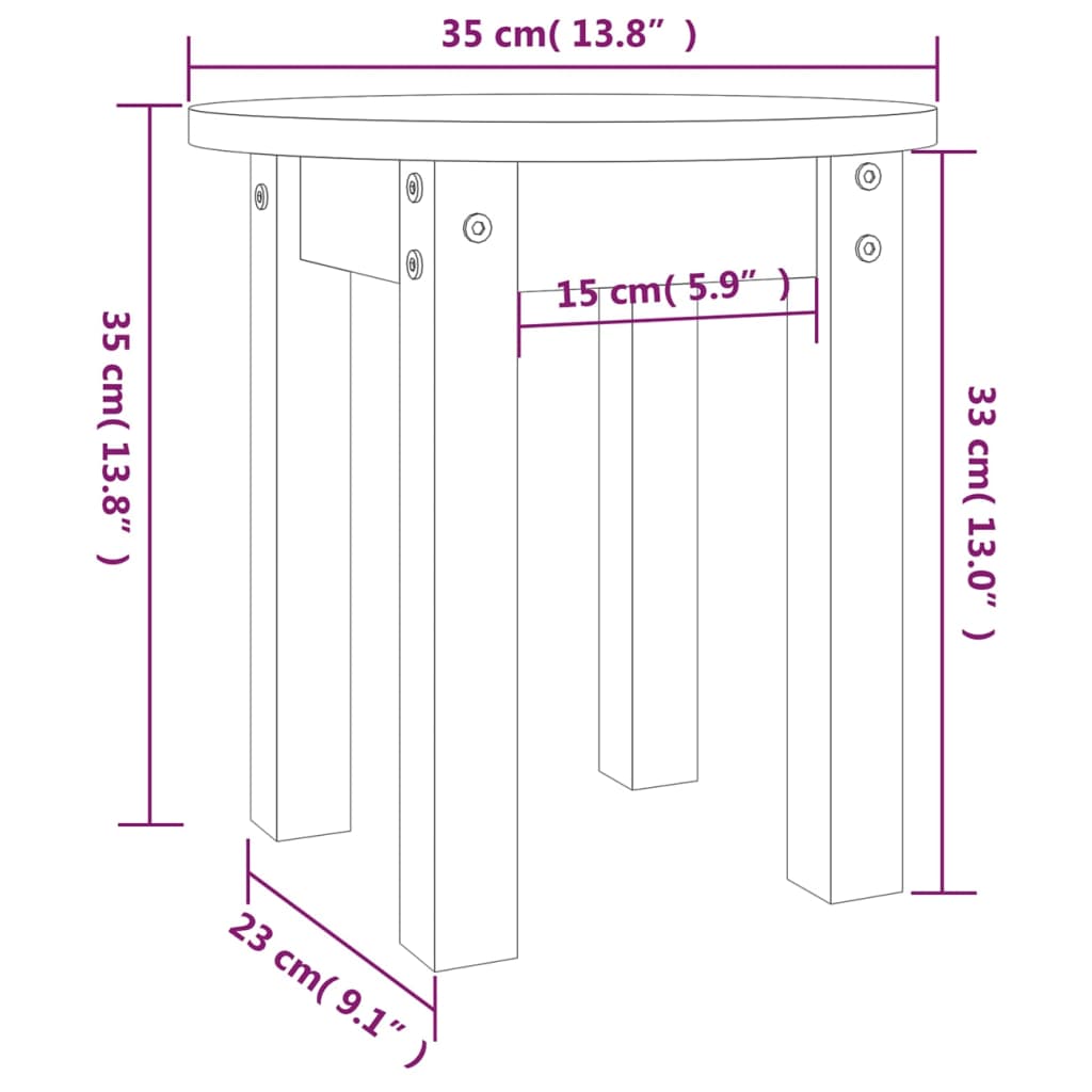 vidaXL Tavolino da Salotto Bianco Ø 35x35 cm in Legno Massello di Pino