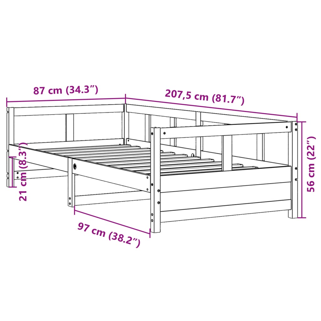 vidaXL Dormeuse senza Materasso Bianca 80x200 cm Legno Massello Pino