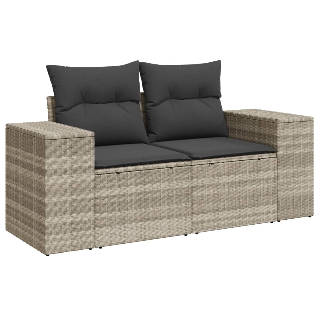 vidaXL Set Divano da Giardino 8pz con Cuscini Grigio Chiaro Polyrattan