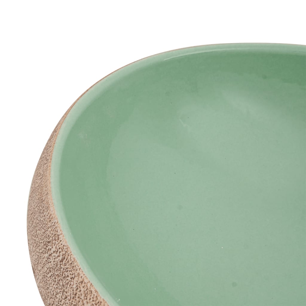 vidaXL Lavabo da Appoggio Verde e Marrone Ovale 59x40x15 cm Ceramica