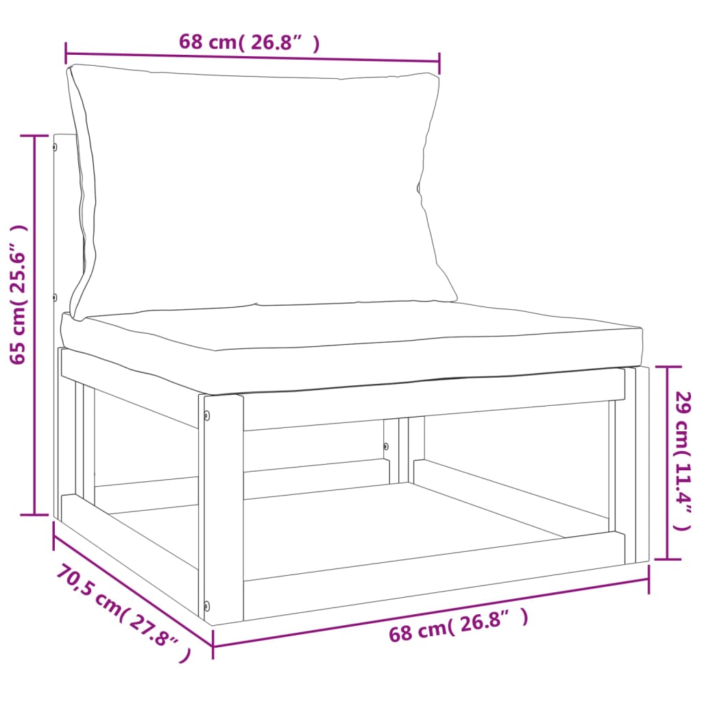 vidaXL Set Salotto da Giardino 7pz con Cuscini Verdi in Legno Massello