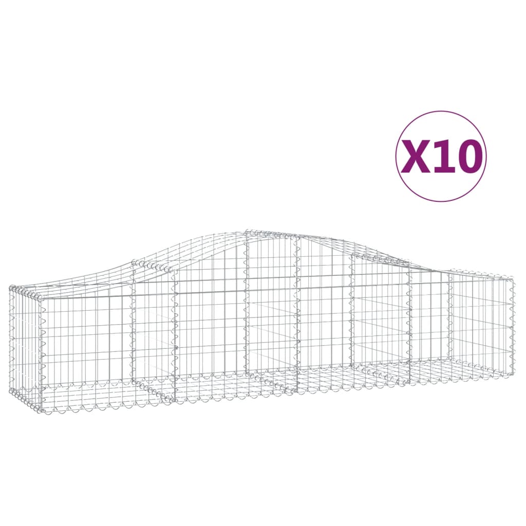 vidaXL Cesti Gabbioni ad Arco 10 pz 200x50x40/60 cm Ferro Zincato